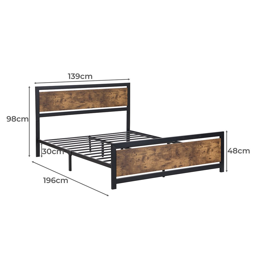 Foundry Industrial Double Bed Frame – Brown - Rivercity House & Home Co. (ABN 18 642 972 209) - Affordable Modern Furniture Australia