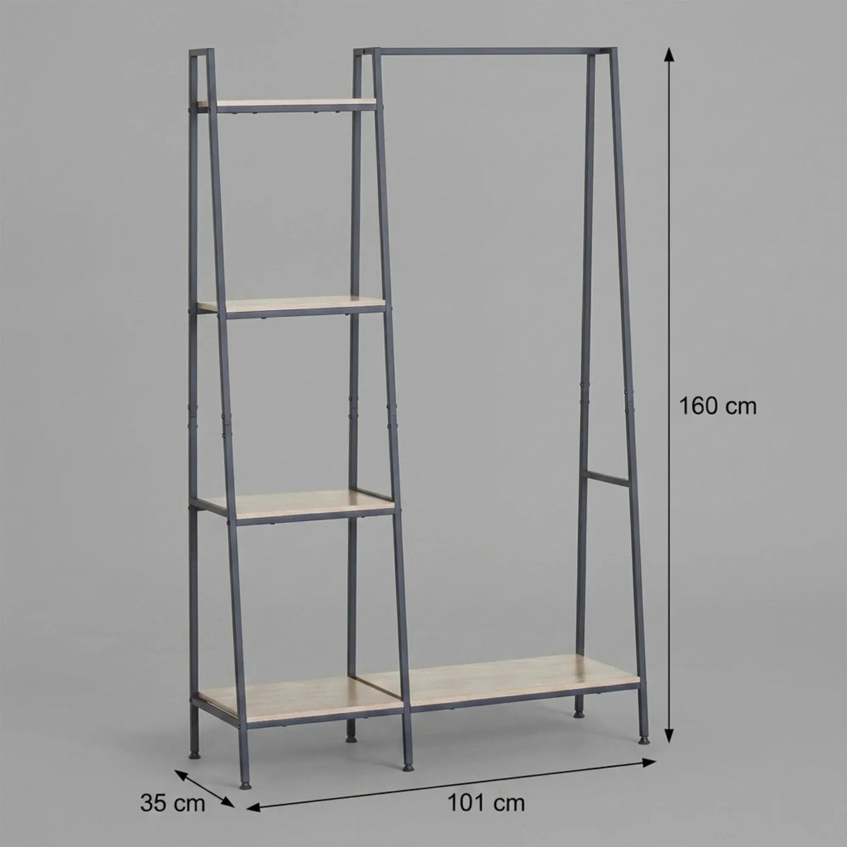 Freestanding 4 Tier Garment Rack with Shelves and Rail - Brown - Home & Garden > Storage > Clothing & Wardrobe Storage - Rivercity House & Home Co. (ABN 18 642 972 209) - Affordable Modern Furniture Australia