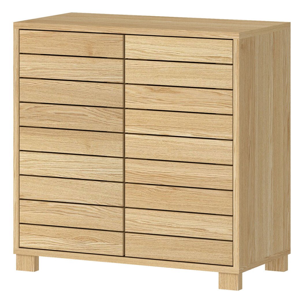 Freestanding Bathroom Storage Cabinet with Sliding Doors and Adjustable Shelf - Oak - Rivercity House & Home Co. (ABN 18 642 972 209) - Affordable Modern Furniture Australia