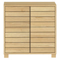 Freestanding Bathroom Storage Cabinet with Sliding Doors and Adjustable Shelf - Oak