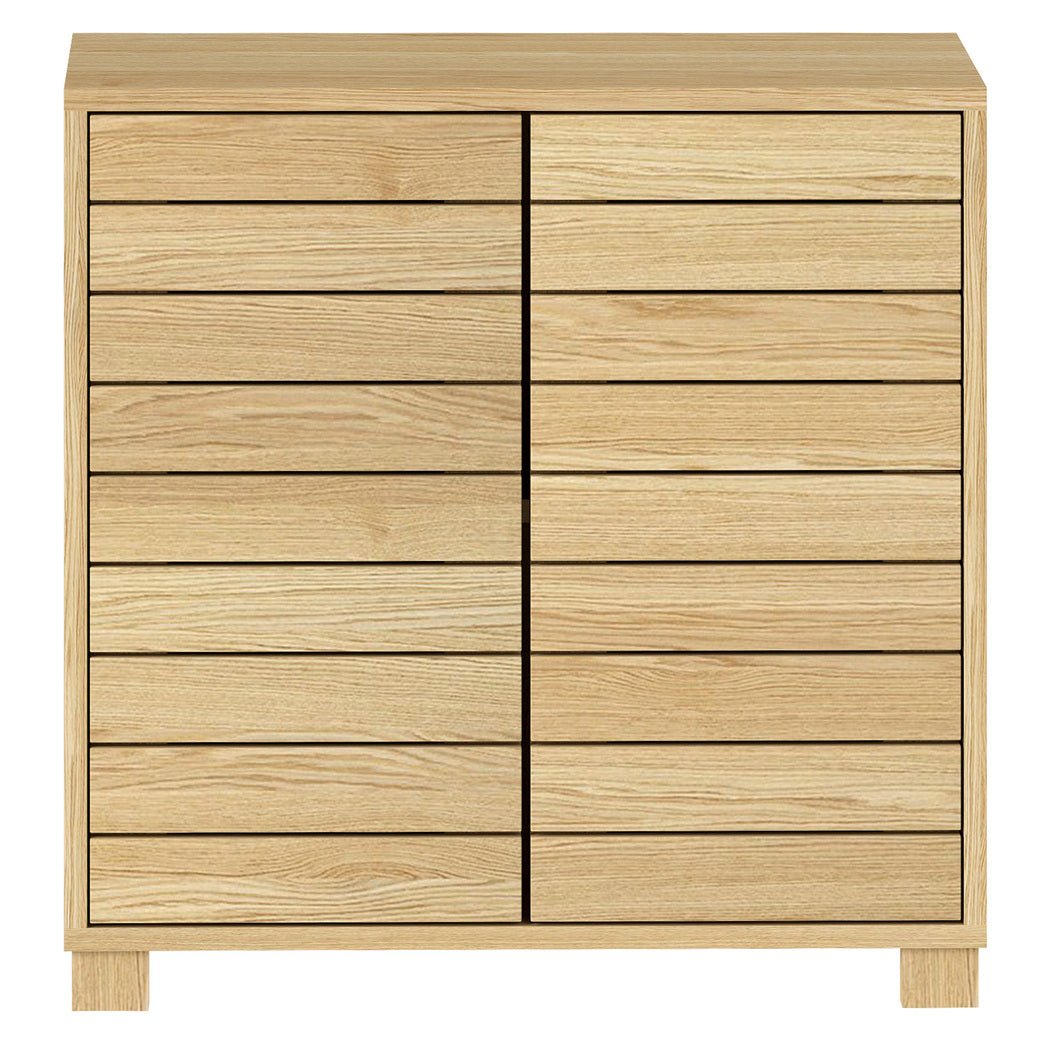 Freestanding Bathroom Storage Cabinet with Sliding Doors and Adjustable Shelf - Oak - Rivercity House & Home Co. (ABN 18 642 972 209) - Affordable Modern Furniture Australia