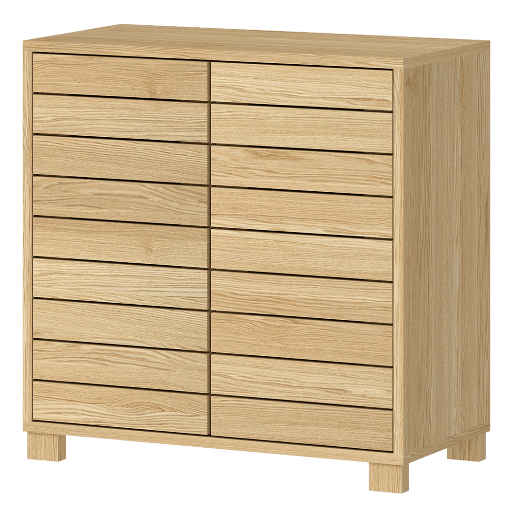 Freestanding Bathroom Storage Cabinet with Sliding Doors and Adjustable Shelf - Oak - Rivercity House & Home Co. (ABN 18 642 972 209) - Affordable Modern Furniture Australia