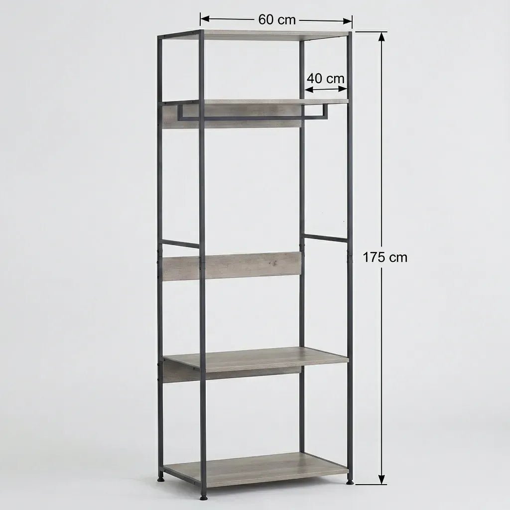 Freestanding Clothes Rack with Shelves 175 cm - Grey - Home & Garden > Storage > Clothing & Wardrobe Storage - Rivercity House & Home Co. (ABN 18 642 972 209) - Affordable Modern Furniture Australia