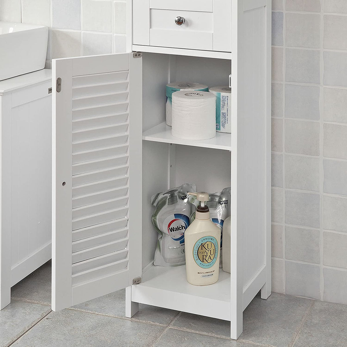 Freestanding Tall Bathroom Cabinet 170x32x30 cm - Furniture > Bedroom > Beds & Bed Frames - Rivercity House & Home Co. (ABN 18 642 972 209) - Affordable Modern Furniture Australia