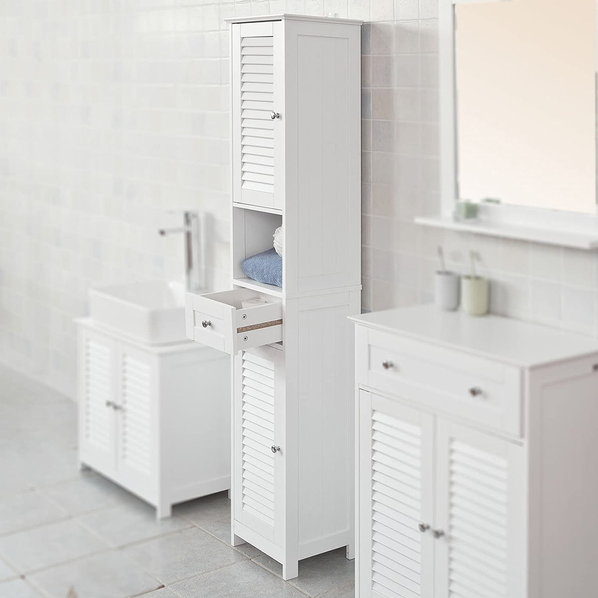 Freestanding Tall Bathroom Cabinet 170x32x30 cm - Furniture > Bedroom > Beds & Bed Frames - Rivercity House & Home Co. (ABN 18 642 972 209) - Affordable Modern Furniture Australia