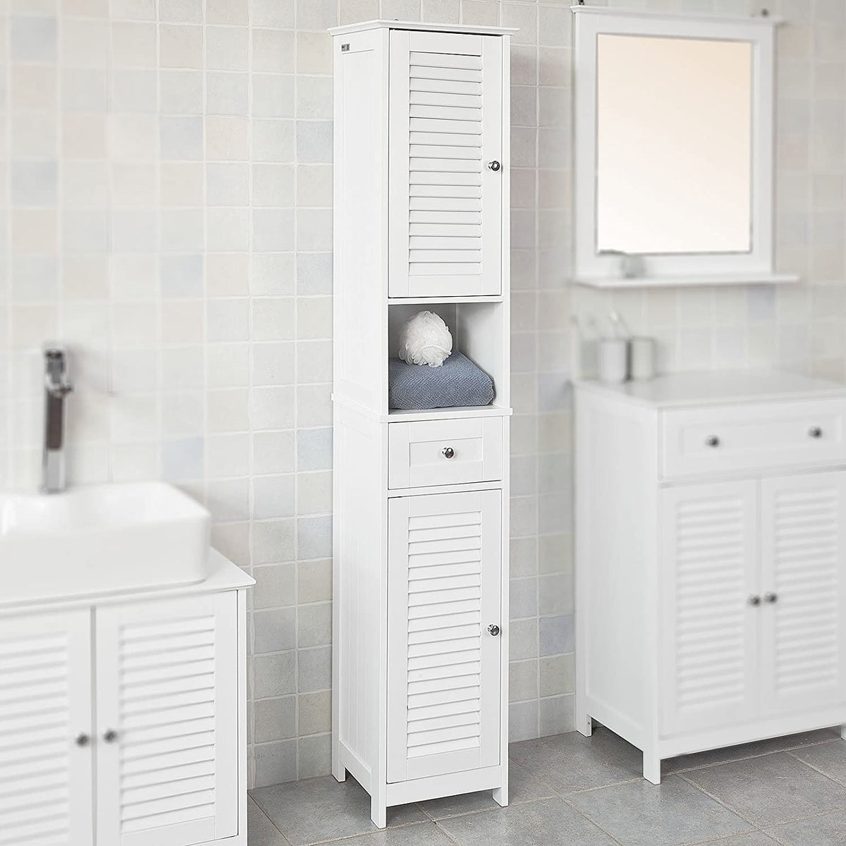 Freestanding Tall Bathroom Cabinet 170x32x30 cm - Furniture > Bedroom > Beds & Bed Frames - Rivercity House & Home Co. (ABN 18 642 972 209) - Affordable Modern Furniture Australia