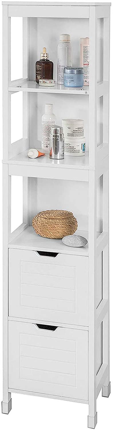 Freestanding Tall Cabinet with Shelves and Drawers - Engineered Wood - Home & Garden > Storage > Clothing & Wardrobe Storage - Rivercity House & Home Co. (ABN 18 642 972 209) - Affordable Modern Furniture Australia
