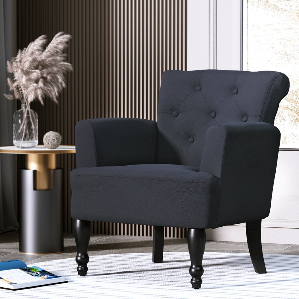 French Lorraine Chair Retro Wing - Black - Rivercity House & Home Co. (ABN 18 642 972 209) - Affordable Modern Furniture Australia