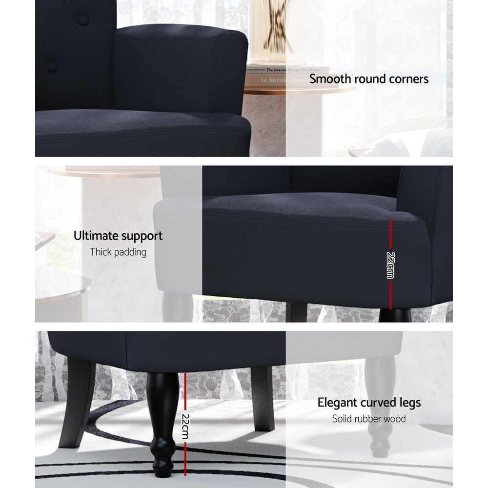 French Lorraine Chair Retro Wing - Black - Rivercity House & Home Co. (ABN 18 642 972 209) - Affordable Modern Furniture Australia