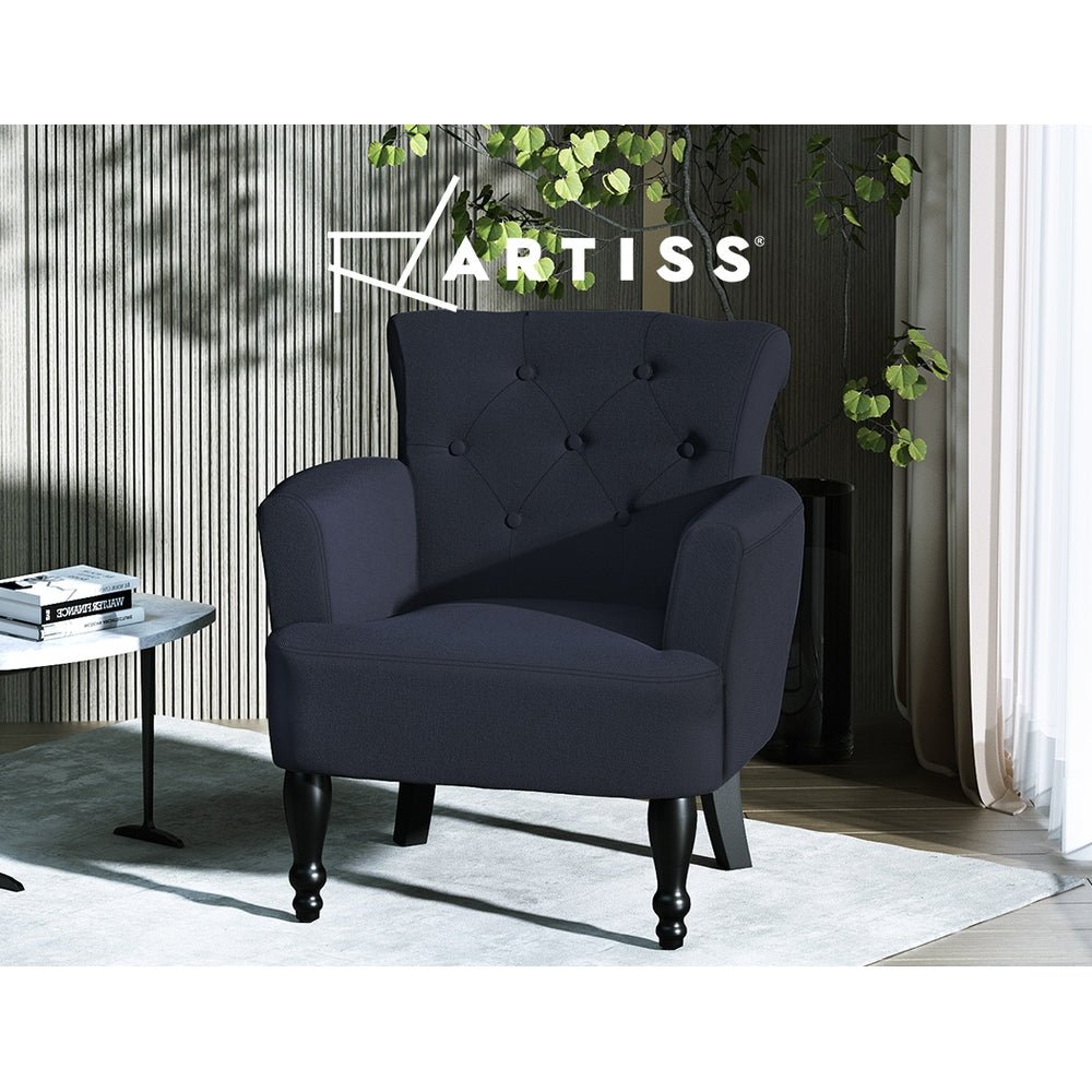 French Lorraine Chair Retro Wing - Black - Rivercity House & Home Co. (ABN 18 642 972 209) - Affordable Modern Furniture Australia