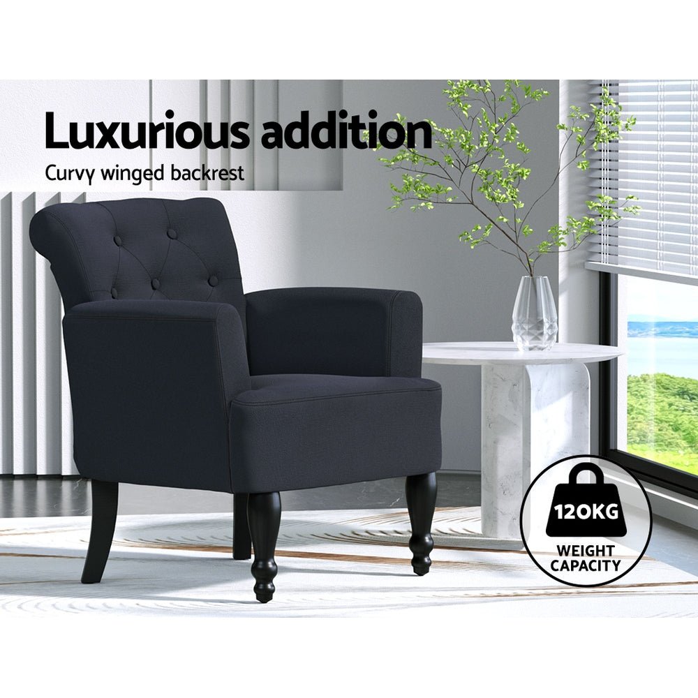 French Lorraine Chair Retro Wing - Black - Rivercity House & Home Co. (ABN 18 642 972 209) - Affordable Modern Furniture Australia