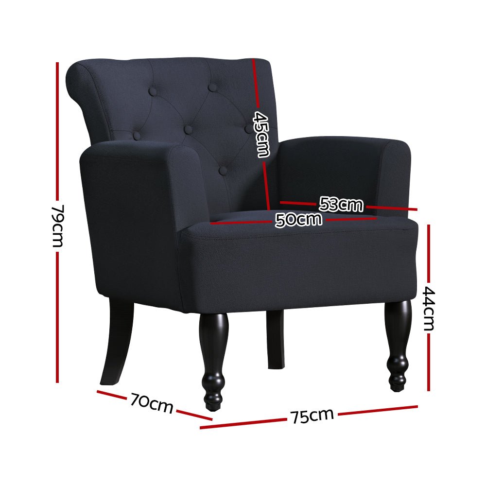 French Lorraine Chair Retro Wing - Black - Rivercity House & Home Co. (ABN 18 642 972 209) - Affordable Modern Furniture Australia