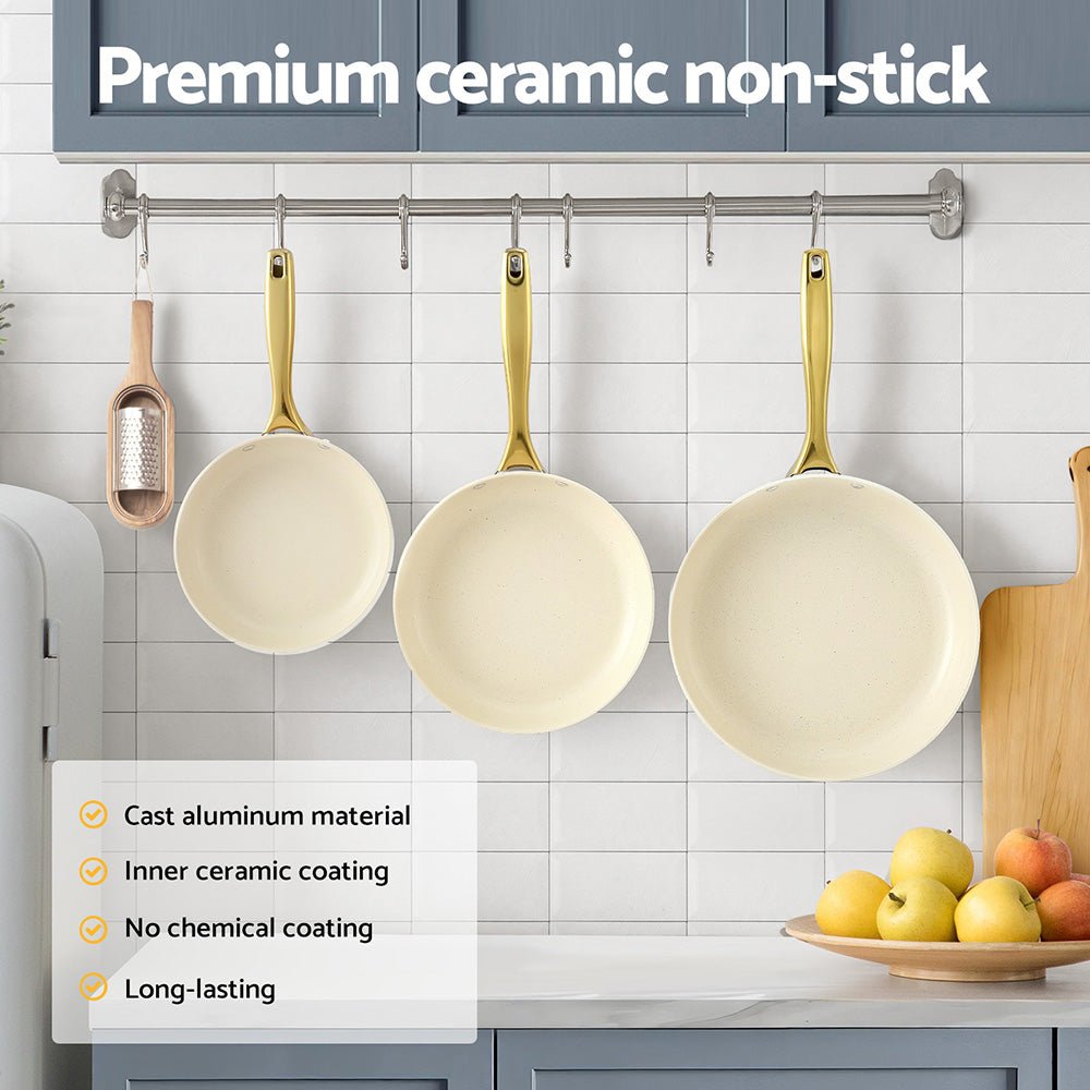 Frying Pan 3PCS Shades Frypan Set Ceramic Coating Multi Colour - Home & Garden > Kitchenware > Skillets & Frying Pans - Rivercity House & Home Co. (ABN 18 642 972 209) - Affordable Modern Furniture Australia
