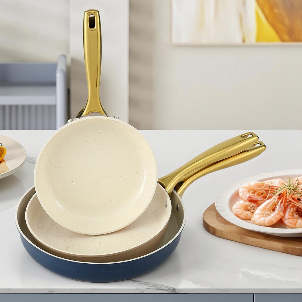 Frying Pan 3PCS Shades Frypan Set Ceramic Coating Multi Colour - Home & Garden > Kitchenware > Skillets & Frying Pans - Rivercity House & Home Co. (ABN 18 642 972 209) - Affordable Modern Furniture Australia