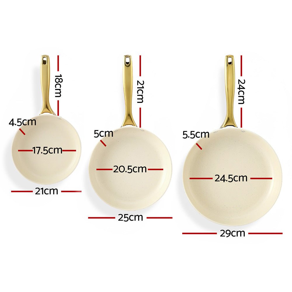 Frying Pan 3PCS Shades Frypan Set Ceramic Coating Multi Colour - Home & Garden > Kitchenware > Skillets & Frying Pans - Rivercity House & Home Co. (ABN 18 642 972 209) - Affordable Modern Furniture Australia