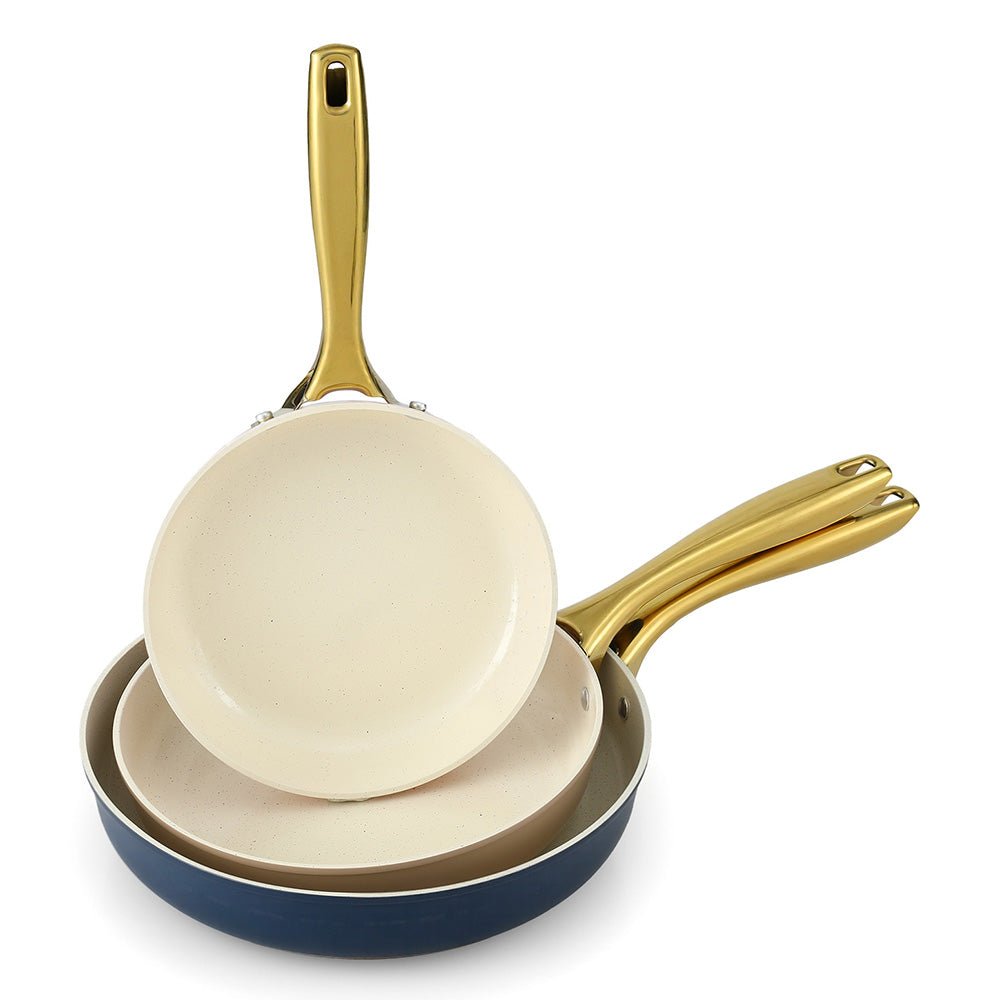 Frying Pan 3PCS Shades Frypan Set Ceramic Coating Multi Colour - Home & Garden > Kitchenware > Skillets & Frying Pans - Rivercity House & Home Co. (ABN 18 642 972 209) - Affordable Modern Furniture Australia