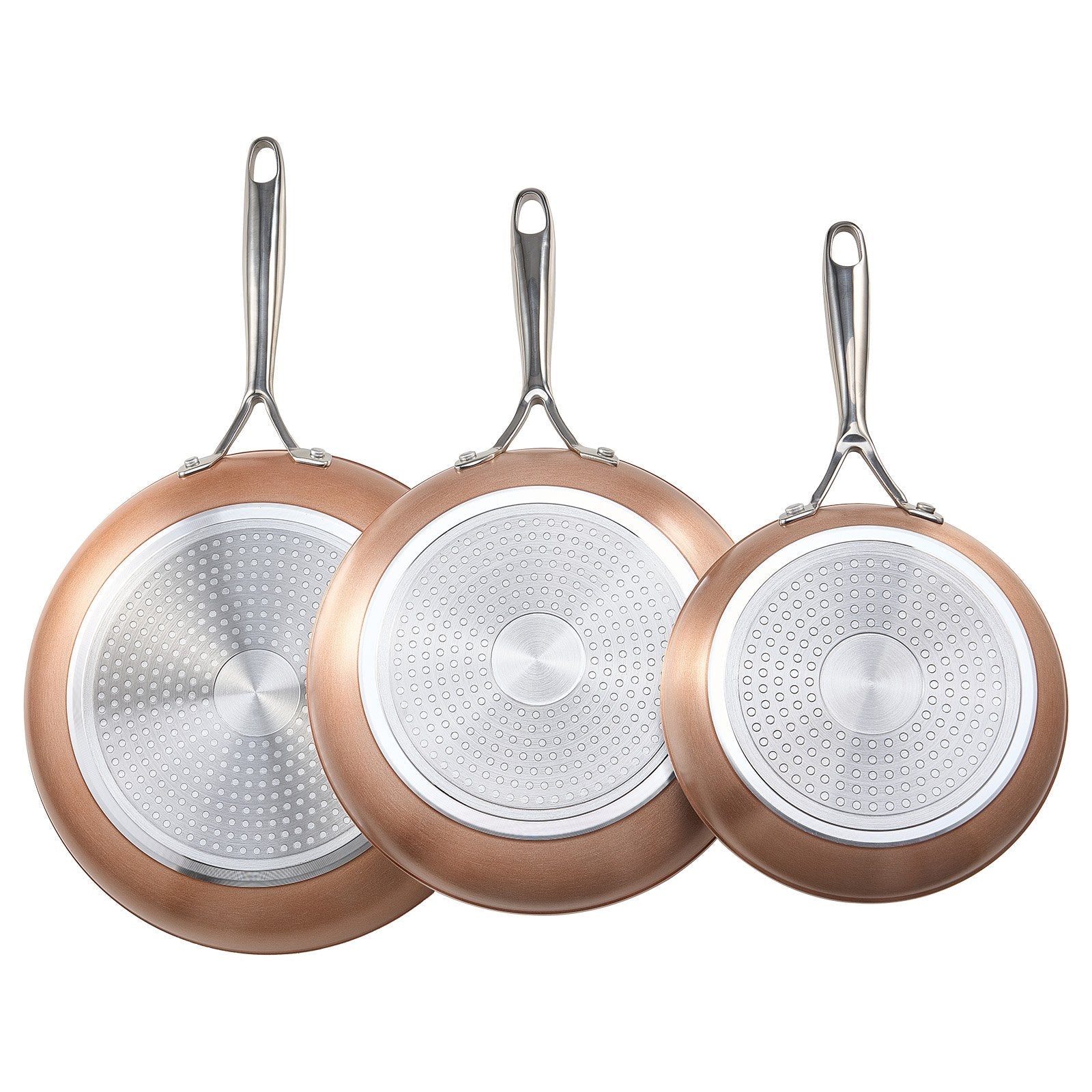 Frying Pan Skillet, Aluminum Egg Fry Pans, 3 Piece (200, 270, 300 mm), Nonsitck Ceramic Heavy - Duty Skillets with Heat - Resistant Handle, Chef's Cookware, for Oven, Gas, Electric, Induction, Grey - Home & Garden > Kitchenware > Skillets & Frying Pans - Rivercity House & Home Co. (ABN 18 642 972 209) - Affordable Modern Furniture Australia