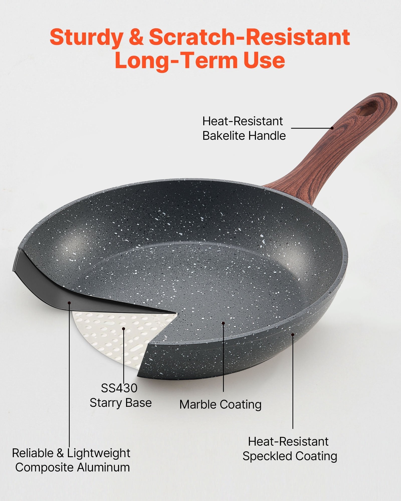 Frying Pan Skillet, Aluminum Egg Fry Pans, 3 Piece Set (250, 280, 325 mm), Nonsitck Heavy - Duty Skillets with Heat - Resistant Handle, Chef's Kitchen Cookware, for Gas, Electric, Induction, Grey - Home & Garden > Kitchenware > Skillets & Frying Pans - Rivercity House & Home Co. (ABN 18 642 972 209) - Affordable Modern Furniture Australia