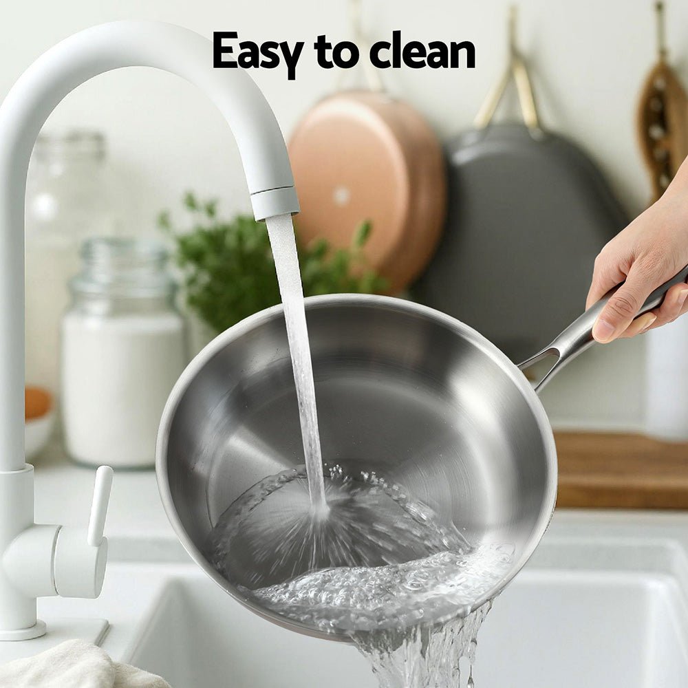 Frying Pan Stainless Steel Uncoated Twin Frypan Set 25/30cm Silver - Home & Garden > Kitchenware > Skillets & Frying Pans - Rivercity House & Home Co. (ABN 18 642 972 209) - Affordable Modern Furniture Australia