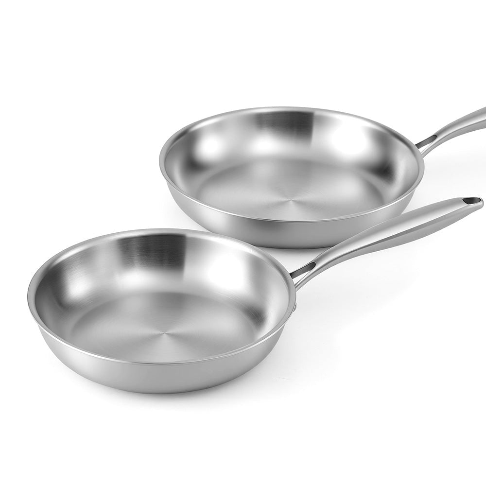 Frying Pan Stainless Steel Uncoated Twin Frypan Set 25/30cm Silver - Home & Garden > Kitchenware > Skillets & Frying Pans - Rivercity House & Home Co. (ABN 18 642 972 209) - Affordable Modern Furniture Australia