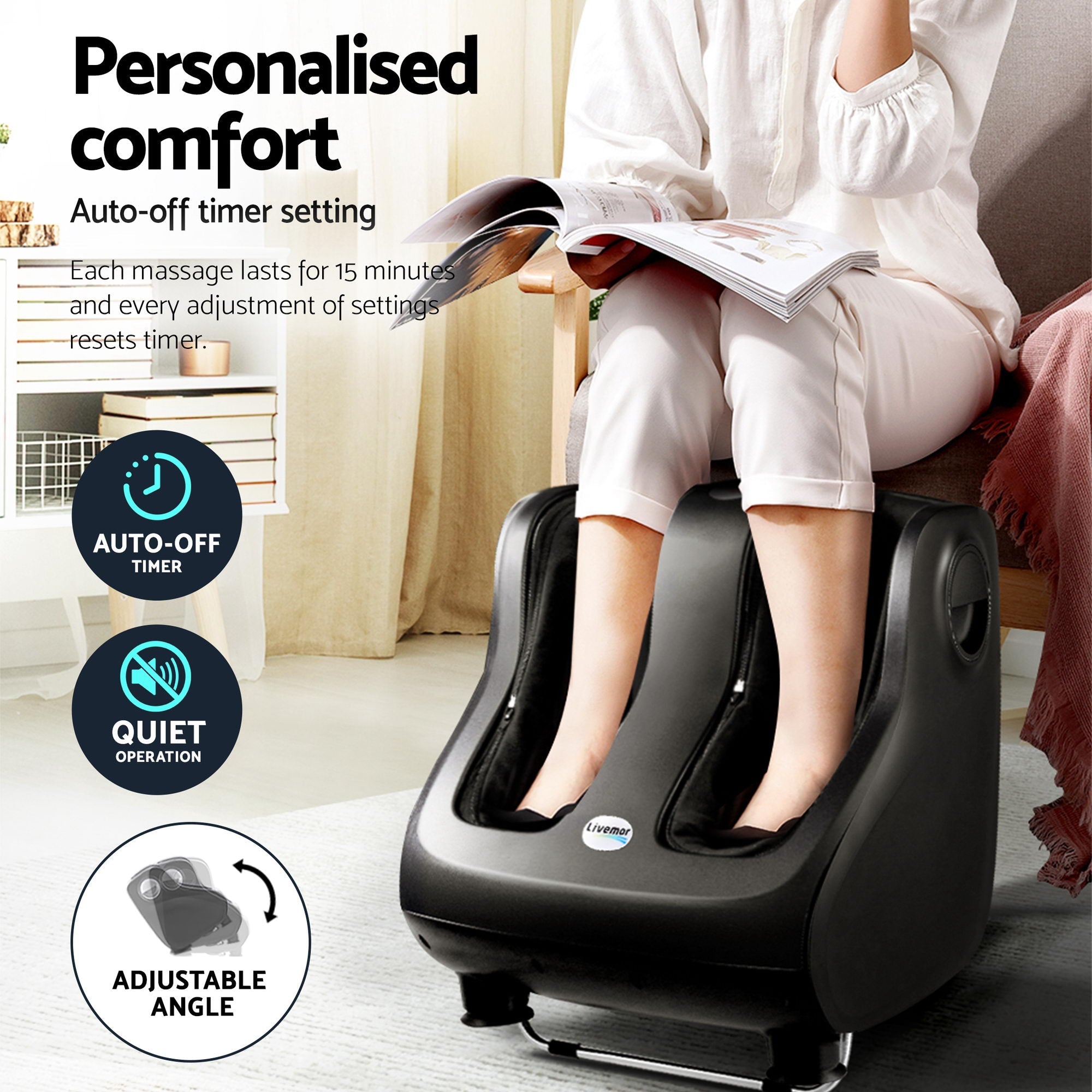 Full Back Massage Seat Cushion Heating With 360° Foot Massagers - Health & Beauty > Massage & Relaxation > Massagers - Rivercity House & Home Co. (ABN 18 642 972 209) - Affordable Modern Furniture Australia