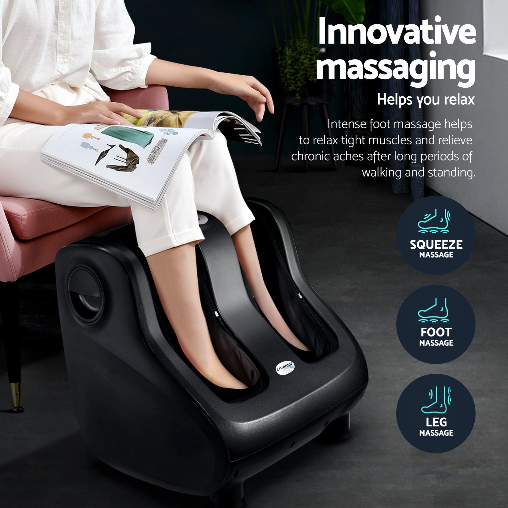Full Back Massage Seat Cushion Heating With 360° Foot Massagers - Health & Beauty > Massage & Relaxation > Massagers - Rivercity House & Home Co. (ABN 18 642 972 209) - Affordable Modern Furniture Australia