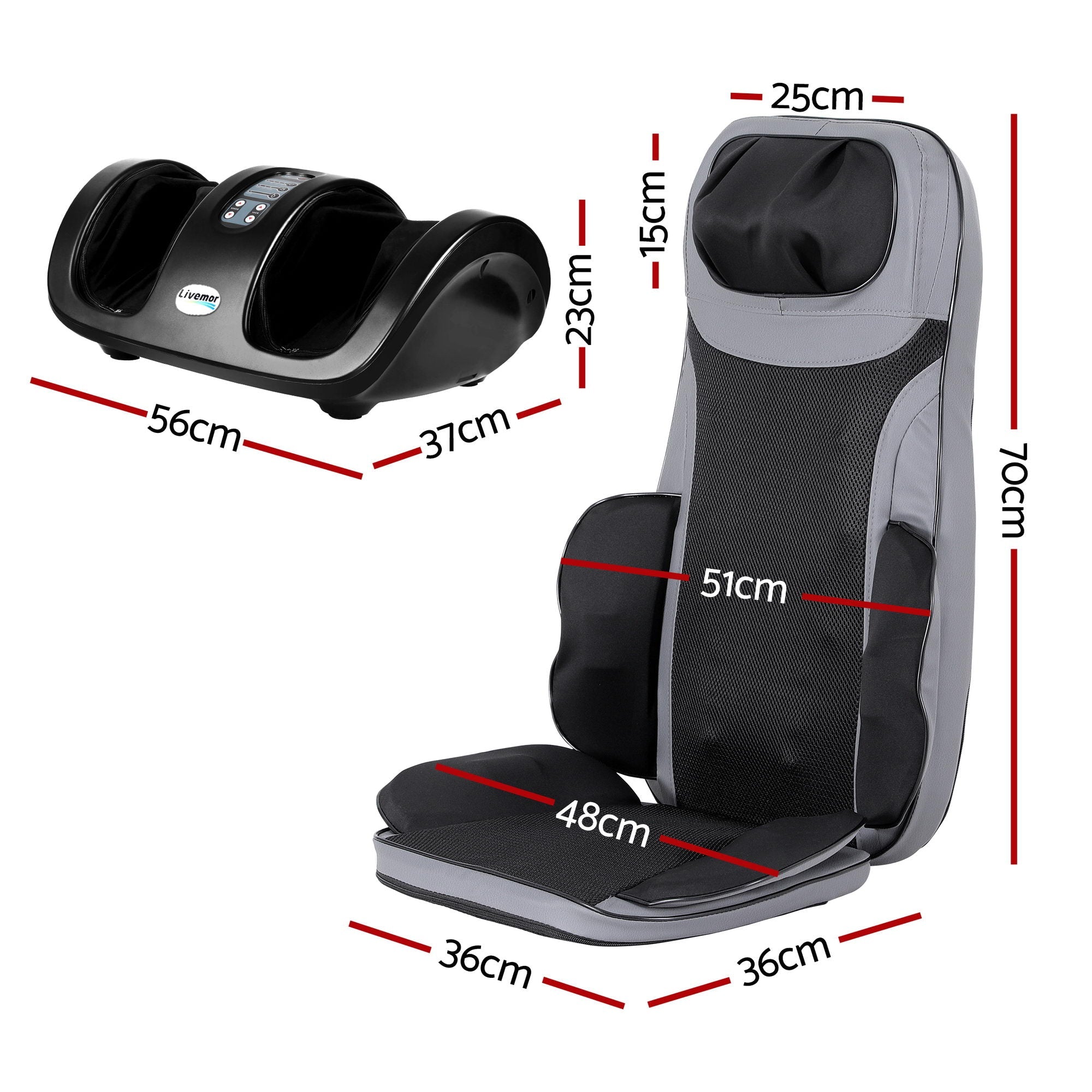 Full Back Massage Seat Cushion Heating With Kneading Foot Massagers - Health & Beauty > Massage & Relaxation > Massagers - Rivercity House & Home Co. (ABN 18 642 972 209) - Affordable Modern Furniture Australia