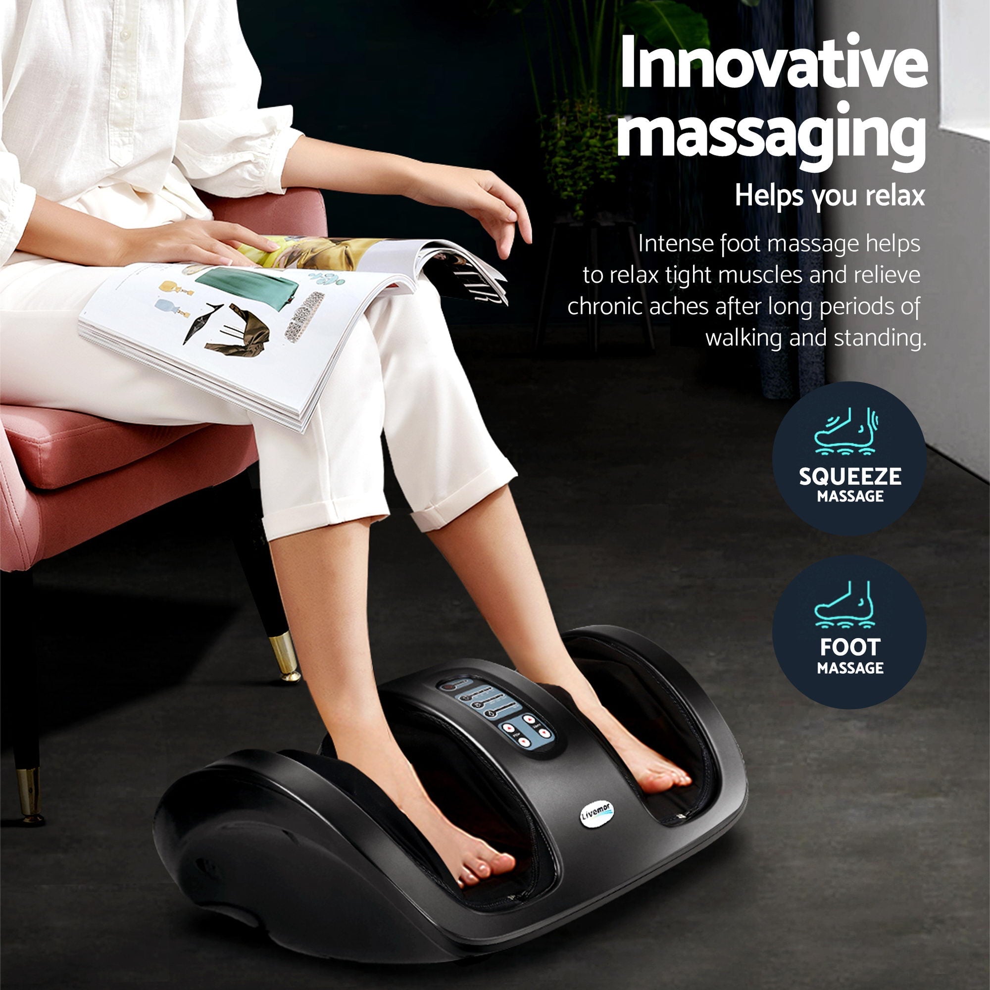Full Back Massage Seat Cushion Heating With Kneading Foot Massagers - Health & Beauty > Massage & Relaxation > Massagers - Rivercity House & Home Co. (ABN 18 642 972 209) - Affordable Modern Furniture Australia