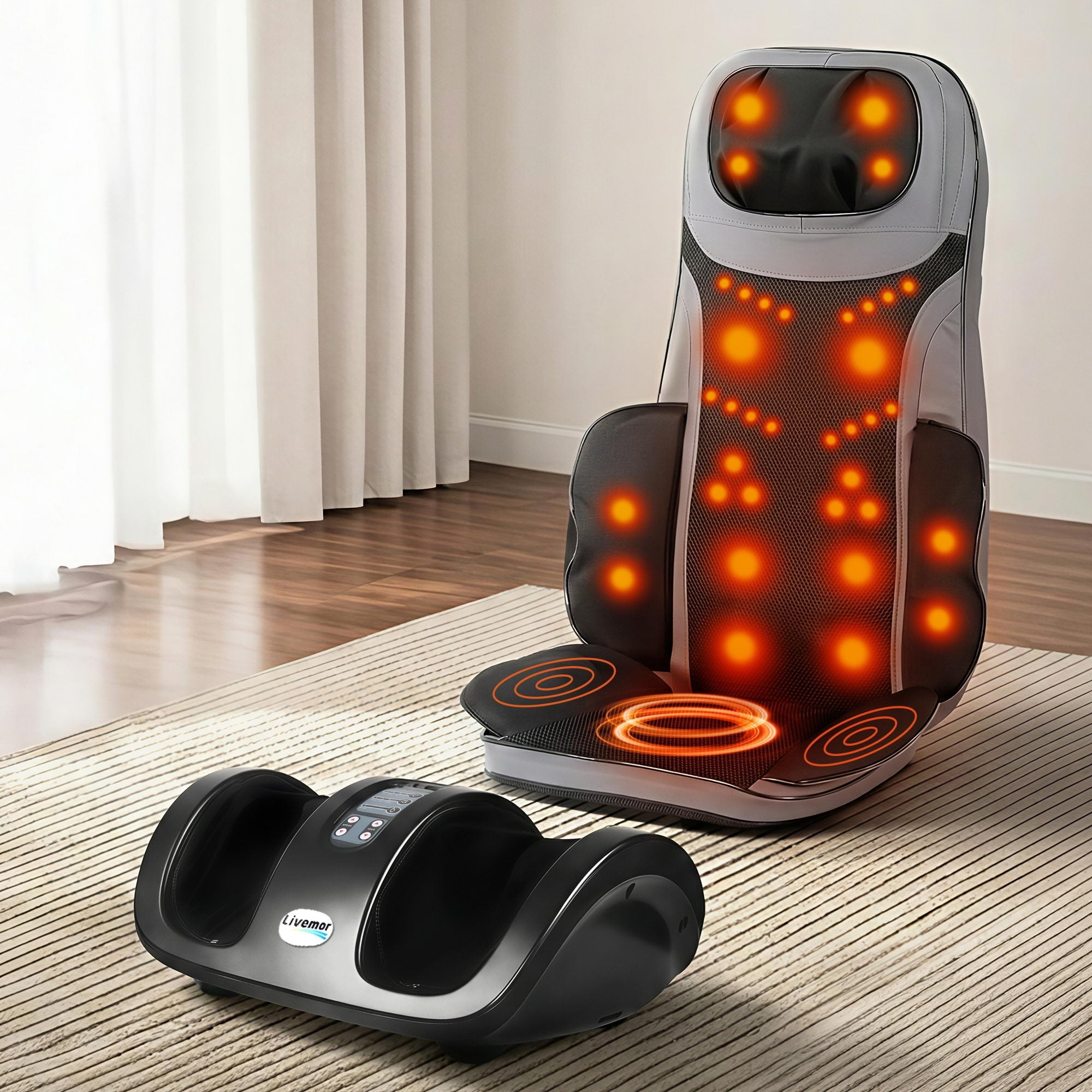 Full Back Massage Seat Cushion Heating With Kneading Foot Massagers - Health & Beauty > Massage & Relaxation > Massagers - Rivercity House & Home Co. (ABN 18 642 972 209) - Affordable Modern Furniture Australia