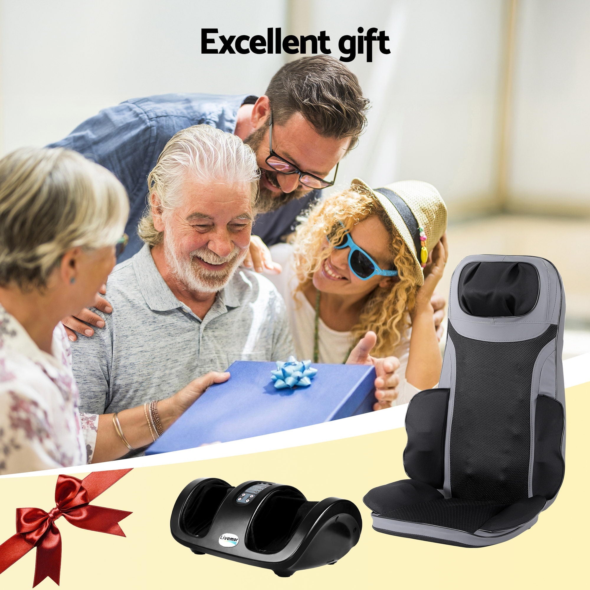 Full Back Massage Seat Cushion Heating With Kneading Foot Massagers - Health & Beauty > Massage & Relaxation > Massagers - Rivercity House & Home Co. (ABN 18 642 972 209) - Affordable Modern Furniture Australia