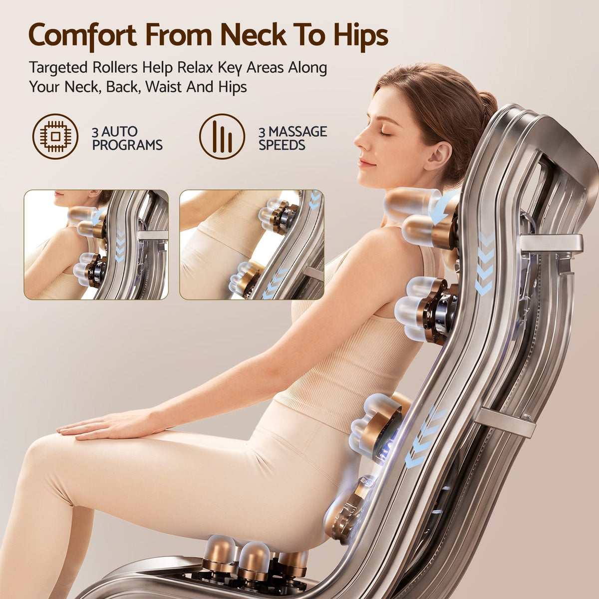 Full Body Massage Chair VEGA with Foot Roller, Waist & Calf Heat, Recliner, Airbags Compression - Black - Furniture > Bar Stools & Chairs > Massage Chairs - Rivercity House & Home Co. (ABN 18 642 972 209) - Affordable Modern Furniture Australia