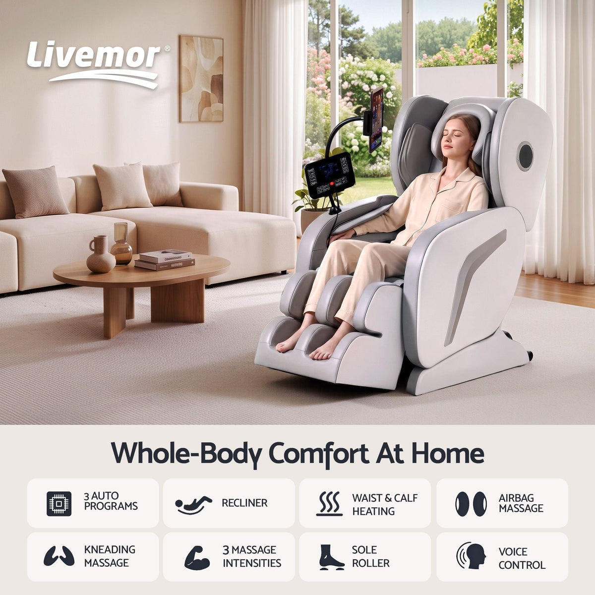 Full Body Massage Chair VEGA with Foot Roller, Waist & Calf Heat, Recliner, Airbags Compression - Black - Furniture > Bar Stools & Chairs > Massage Chairs - Rivercity House & Home Co. (ABN 18 642 972 209) - Affordable Modern Furniture Australia