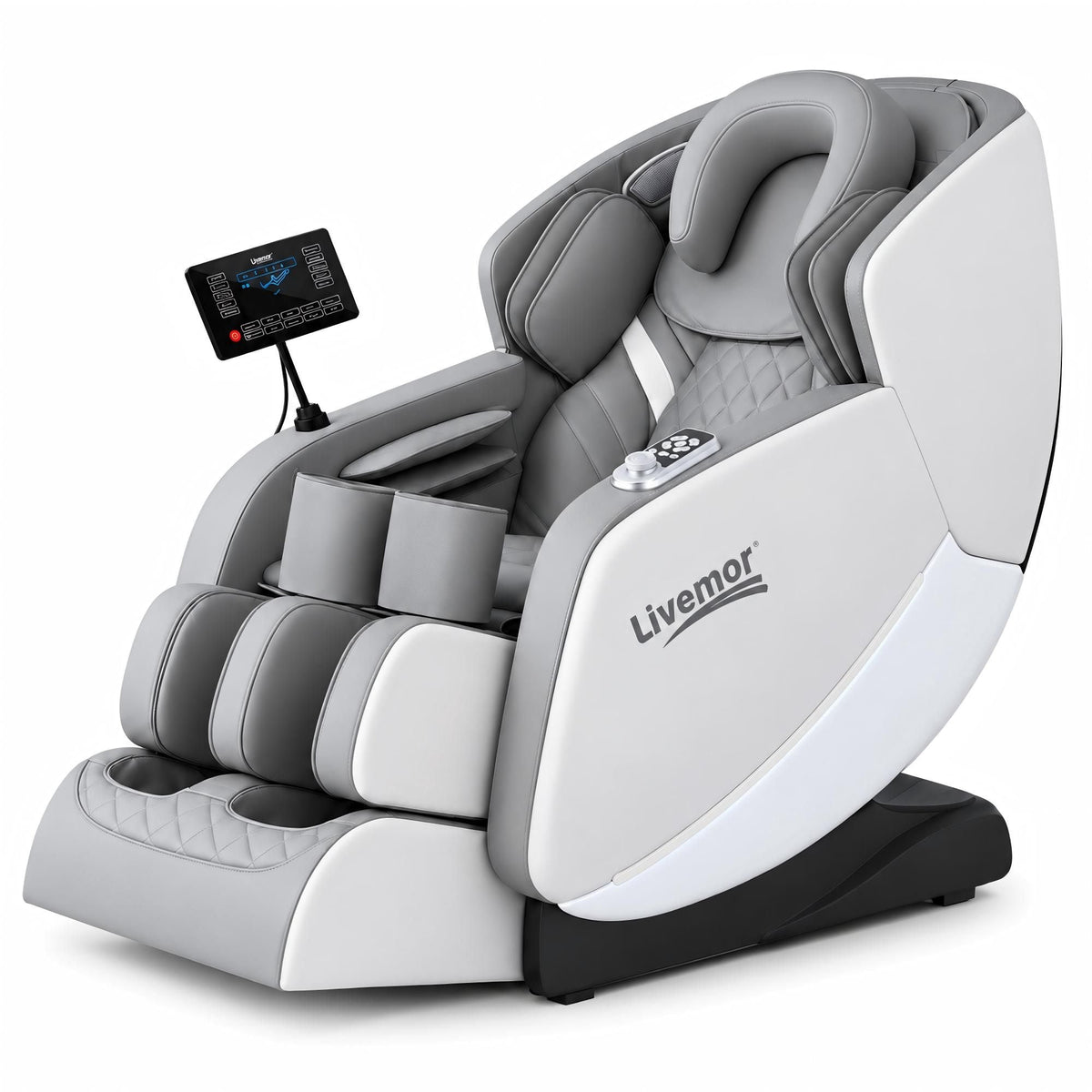 Full Body Massage Chair with Zero Gravity, Airbags, Dual-Zone Waist & Calf Heat, 5 Auto Programs, 15cm Leg Extension, Voice Control, Bluetooth Speakers - Grey - Furniture > Bar Stools & Chairs > Massage Chairs - Rivercity House & Home Co. (ABN 18 642 972 209) - Affordable Modern Furniture Australia