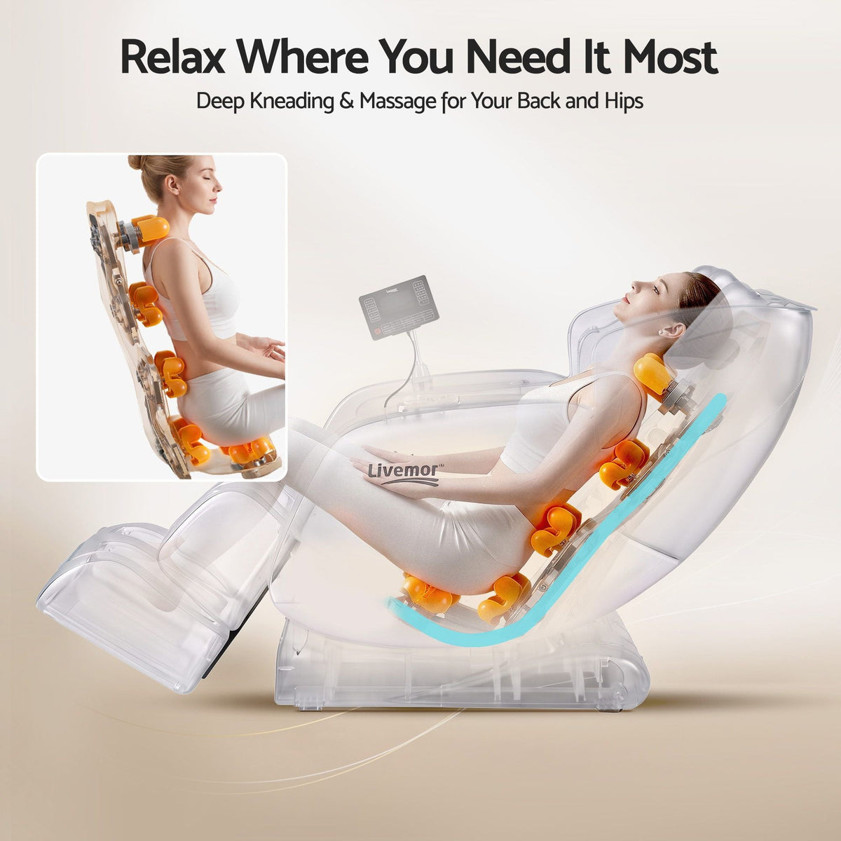 Full Body Massage Chair with Zero Gravity, Airbags, Dual-Zone Waist & Calf Heat, 5 Auto Programs, 15cm Leg Extension, Voice Control, Bluetooth Speakers - Grey - Furniture > Bar Stools & Chairs > Massage Chairs - Rivercity House & Home Co. (ABN 18 642 972 209) - Affordable Modern Furniture Australia