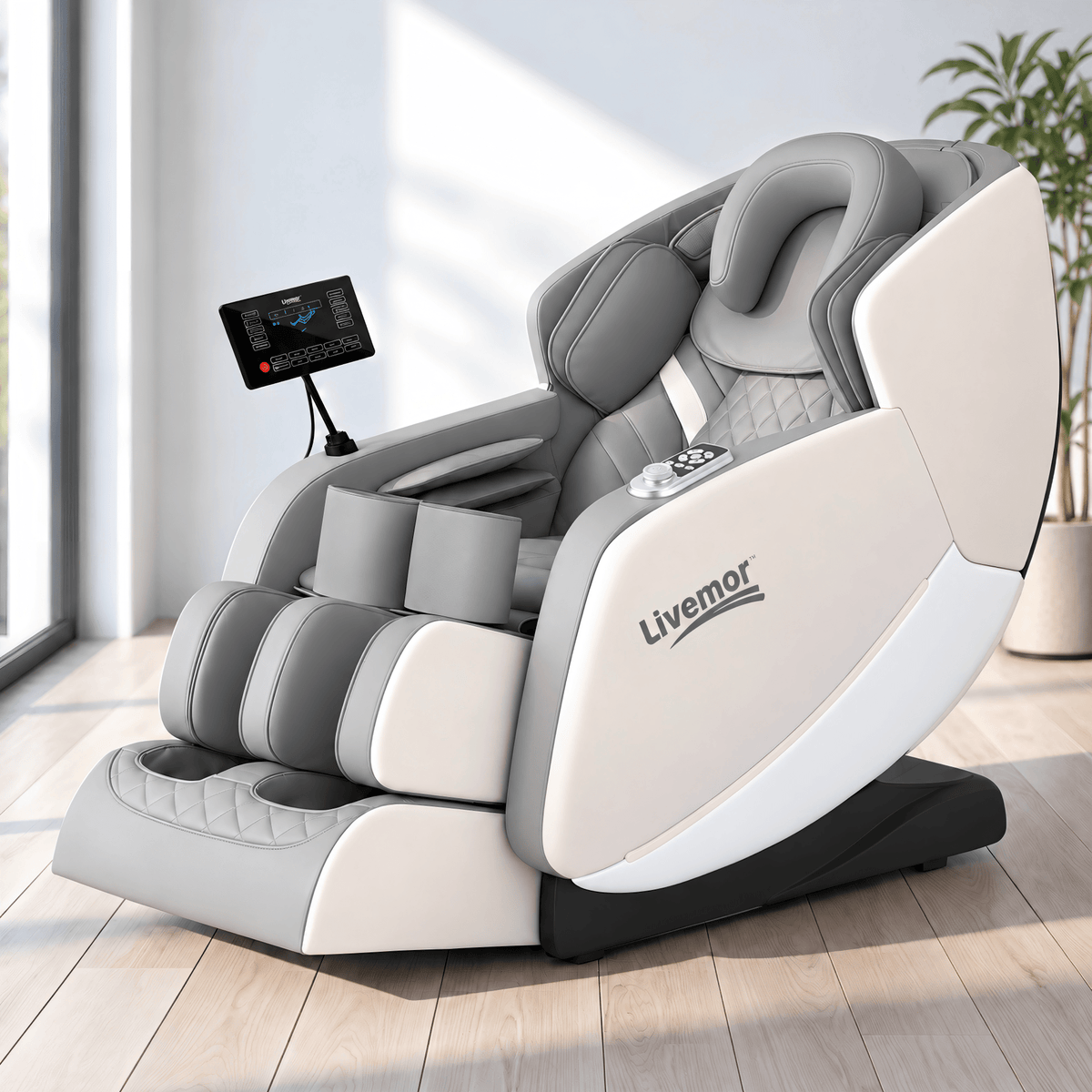 Full Body Massage Chair with Zero Gravity, Airbags, Dual-Zone Waist & Calf Heat, 5 Auto Programs, 15cm Leg Extension, Voice Control, Bluetooth Speakers - Grey - Furniture > Bar Stools & Chairs > Massage Chairs - Rivercity House & Home Co. (ABN 18 642 972 209) - Affordable Modern Furniture Australia