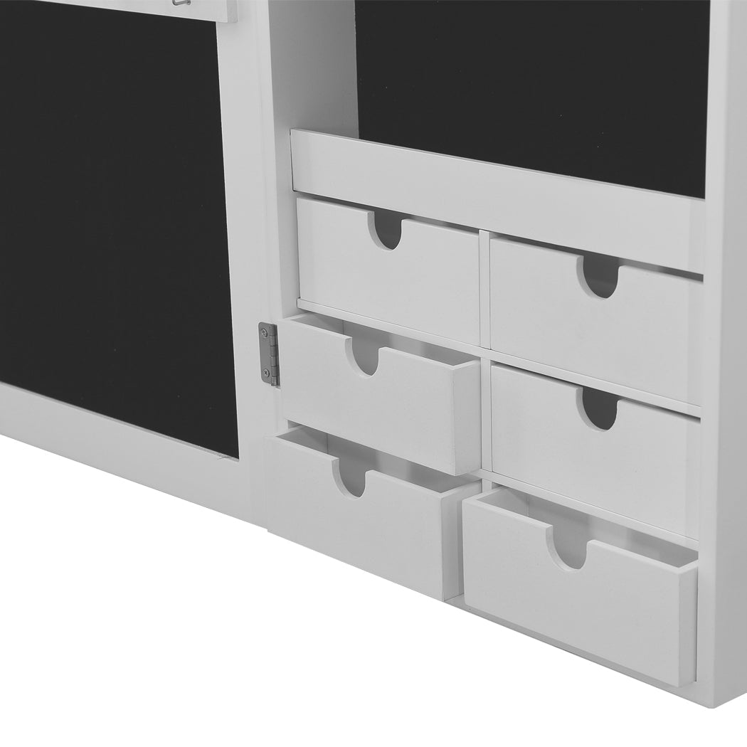 Full Length Jewellery Cabinet with Mirror and LED Light - White - Rivercity House & Home Co. (ABN 18 642 972 209) - Affordable Modern Furniture Australia