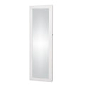 Full Length LED Mirror Jewellery Cabinet with Lock and Storage - Brown/White