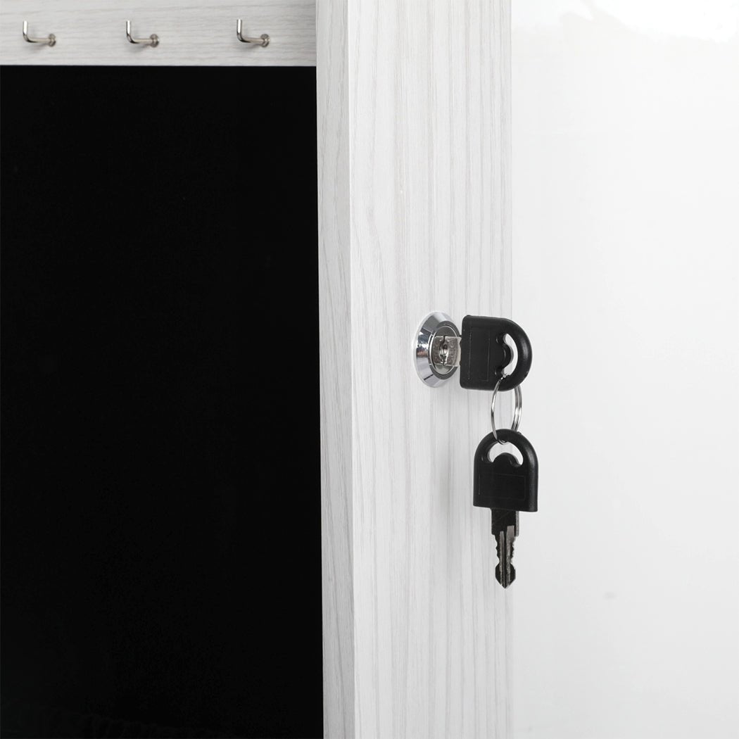 Full - Length LED Mirror Jewellery Cabinet with Storage - White - Rivercity House & Home Co. (ABN 18 642 972 209) - Affordable Modern Furniture Australia