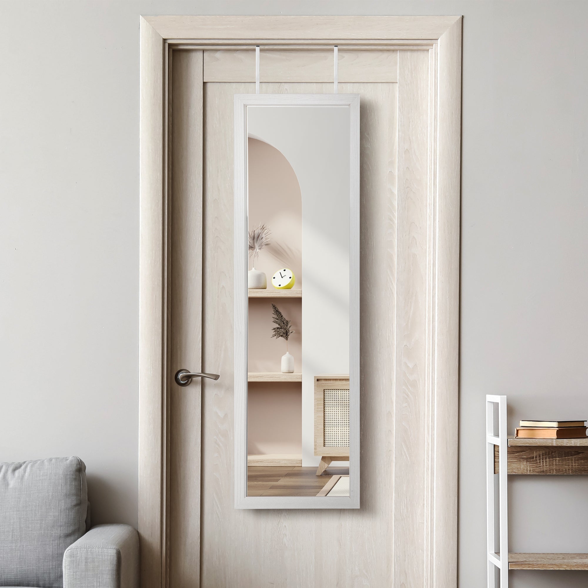 Full - Length LED Mirror Jewellery Cabinet with Storage - White - Rivercity House & Home Co. (ABN 18 642 972 209) - Affordable Modern Furniture Australia