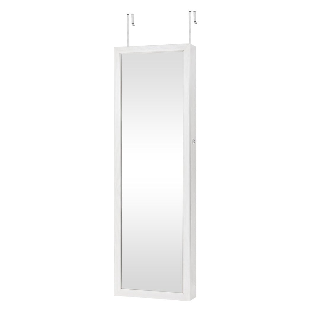 Full - Length LED Mirror Jewellery Cabinet with Storage - White - Rivercity House & Home Co. (ABN 18 642 972 209) - Affordable Modern Furniture Australia