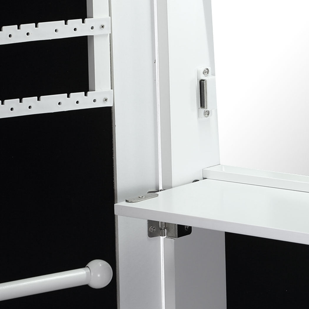 Full Length Mirror Jewellery Cabinet with Storage and Interior Mirror - White - Rivercity House & Home Co. (ABN 18 642 972 209) - Affordable Modern Furniture Australia