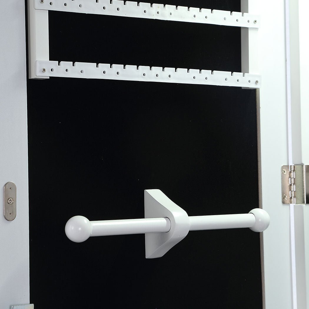 Full Length Mirror Jewellery Cabinet with Storage and Interior Mirror - White - Rivercity House & Home Co. (ABN 18 642 972 209) - Affordable Modern Furniture Australia