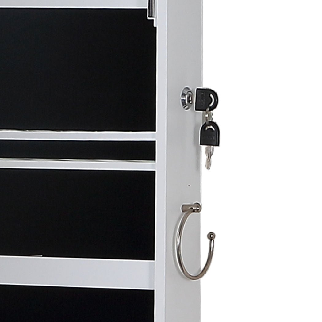 Full Length Mirror Jewellery Cabinet with Storage and Interior Mirror - White - Rivercity House & Home Co. (ABN 18 642 972 209) - Affordable Modern Furniture Australia