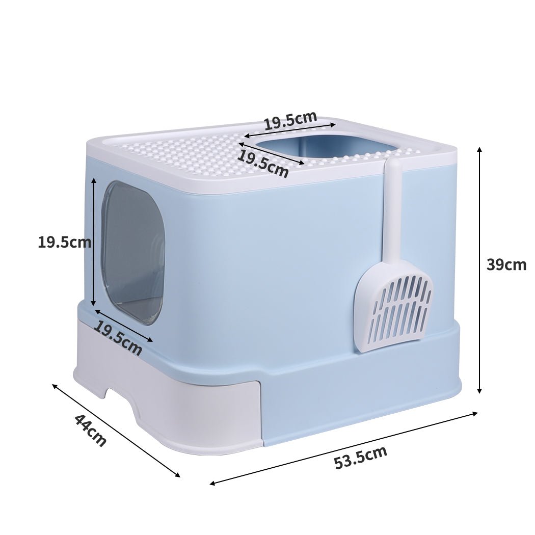 Fully Enclosed Cat Litter Box with Double Door and Ventilation - Blue - Rivercity House & Home Co. (ABN 18 642 972 209) - Affordable Modern Furniture Australia