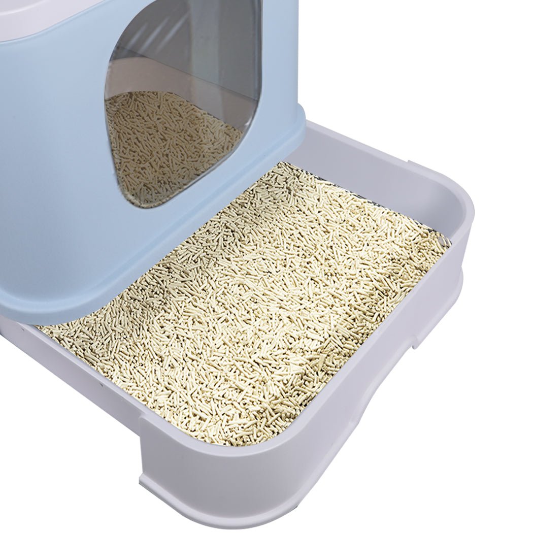 Fully Enclosed Cat Litter Box with Double Door and Ventilation - Blue - Rivercity House & Home Co. (ABN 18 642 972 209) - Affordable Modern Furniture Australia