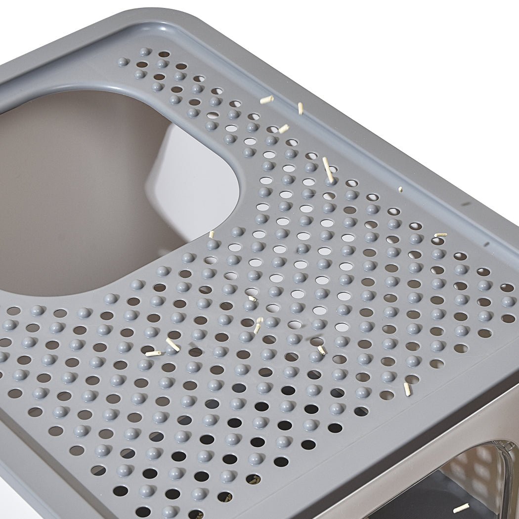 Fully Enclosed Cat Litter Box with Double Door and Ventilation - Grey - Rivercity House & Home Co. (ABN 18 642 972 209) - Affordable Modern Furniture Australia