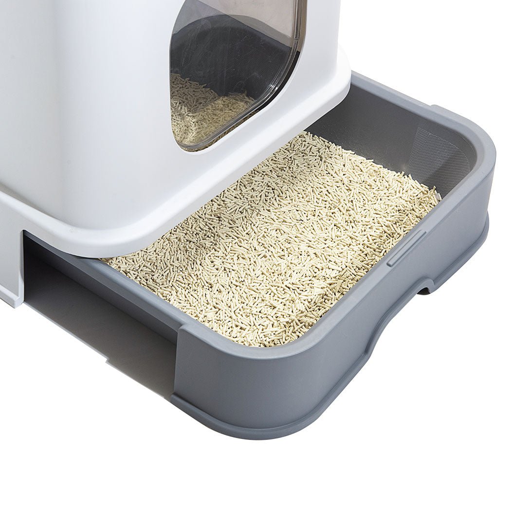 Fully Enclosed Cat Litter Box with Double Door and Ventilation - Grey - Rivercity House & Home Co. (ABN 18 642 972 209) - Affordable Modern Furniture Australia