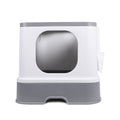 Fully Enclosed Cat Litter Box with Double Door and Ventilation - Grey