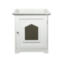 Fully Enclosed Cat Litter Box with Mat - White