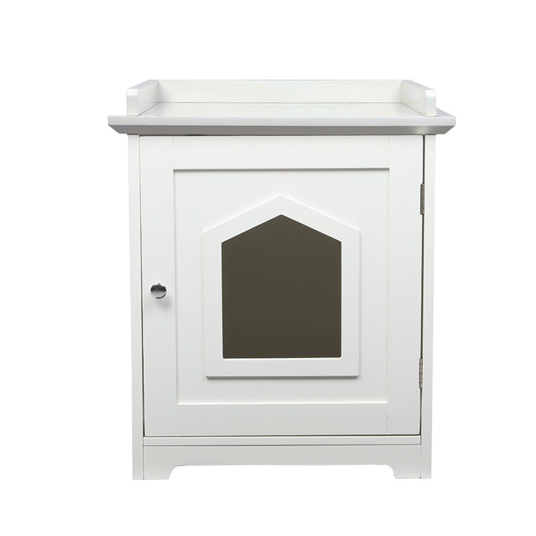 Fully Enclosed Cat Litter Box with Mat - White - Rivercity House & Home Co. (ABN 18 642 972 209) - Affordable Modern Furniture Australia